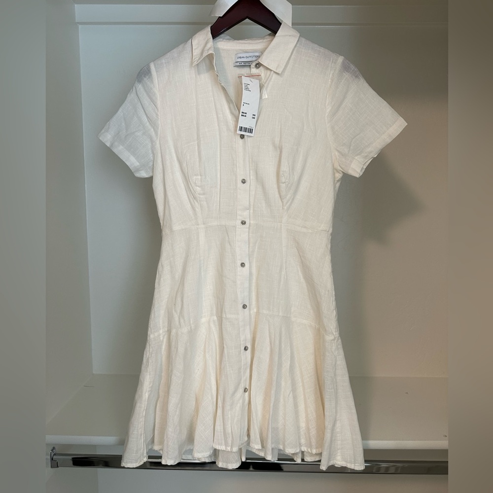 NWT Urban Outfitters Ivory Linen Button Down Dress